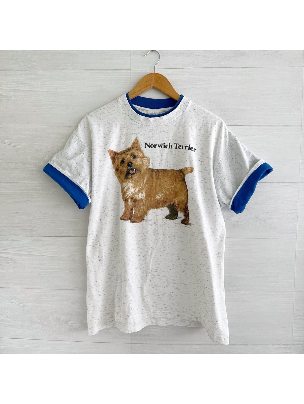 Vintage 90s Norwich Terrier Dog Graphic Ringer T Shirt Belton USA Large L